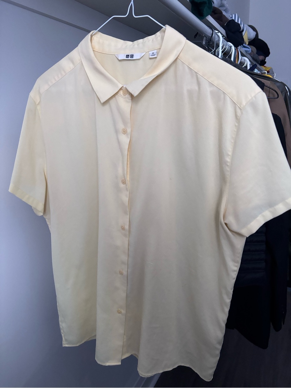 Uniqlo Pale Yellow Short Sleeve Button-Down Shirt
